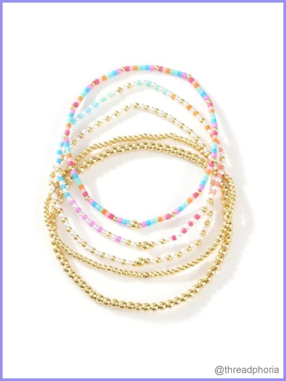 14K Gold Plated Beaded Bracelets Stack Set for Women, Stretch Boho Ball Jewelry